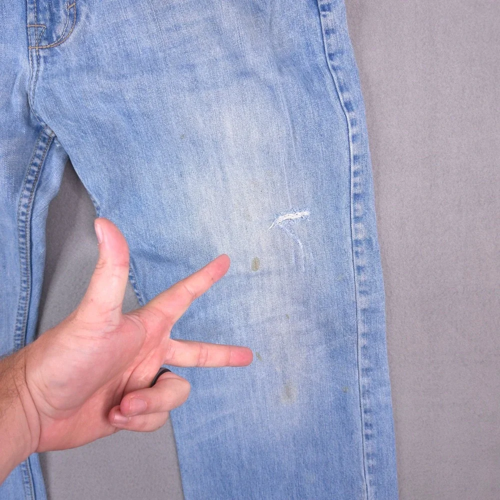 American Eagle Jeans Low Rise Boot Light Wash 36x30 Blue Cotton Distressed Y2K